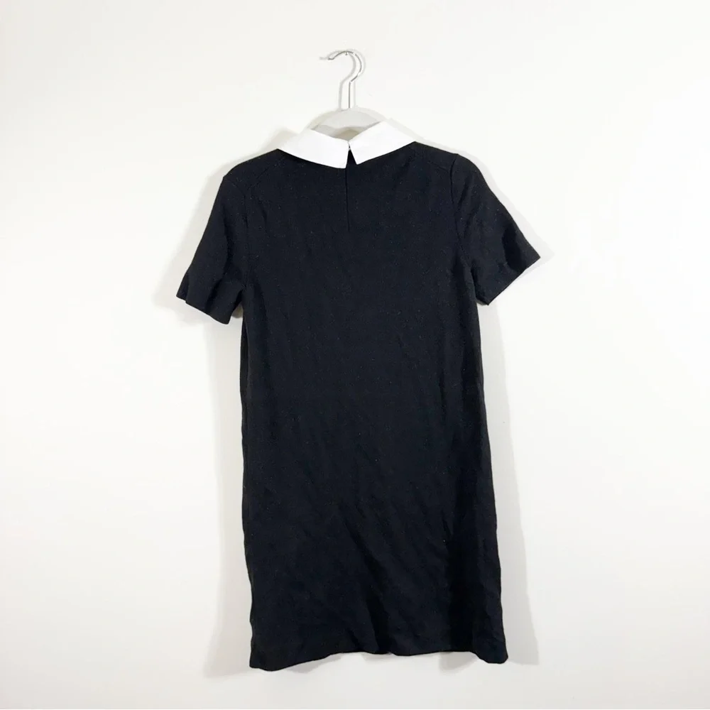 Tory Burch Poplin Collar Sweater Dress Black Wool Small